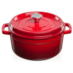 Emaliuotas ketaus puodas TETSU Stew 4,9 litro, Raudonas, 26 cm.