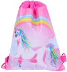 Mokyklinė rožinės spalvos avalynės mai&scaron;elis Rainbow Unicorn, 35x27 cm
