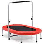 Costway dvivietis batutas sulankstomas fitneso batutas su reguliuojamu turėklu 154 x 90 x 92 -132 cm raudonas