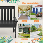 Costway sodo suoliukas, bet kokiam orui atsparus suoliukas i&scaron; HDPE 2-3 vietų juodas parko suoliukas