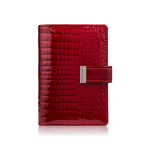 Lakuotas raudonos kroko odos kortelių dėklas SP-15-CRD