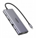 &bdquo;UGREEN&ldquo; USB-C &Scaron;AKOTUVAS NE&Scaron;IOJAMAJAM KOMPIUTERIUI, HDMI, VGA, 2X USB-C, 10 GB / 4K, 60 HZ, PD, RJ45