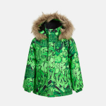 Huppa Berniukų žieminė striukė MARINEL, neon green pattern