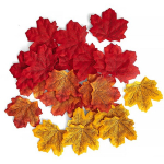 50 vnt. 7-8 cm klevo lapų dekoracijos, rudens spalvos