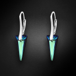 Sidabriniai auskarai moterims DiamondSky &bdquo;Spike (Bermuda Blue)&ldquo; su Swarovski kristalais