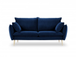 Dvivietė aksominė sofa Milo Casa Elio, mėlyna/auksinės spalvos