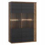 Vitrina Forte Lacjum LCJV521R-N09 stiklinė moderni ruda, su durimis