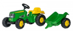 Minamas pedalais traktorius su priekaba RollyToys John Deere, žalias