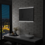 Sieninis vonios kambario veidrodis su LED ir jutikliu, 80x60cm,, Sidabro spalvos