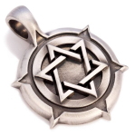 Bico "Star of David Shield" atlasinis sidabro spalvos pakabukas (E192)