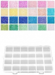 Stiklinių apvalių karoliukų (biserio) 12/0 RainBow&reg; 24 spalvų po 10 g rinkinys su dėžute, &scaron;viesus