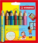 Stabilo Woody 3w1 Duo akvarelinės kreidelės su drožtuku
