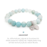 Apyrankė &Scaron;lifuotas Amazonitas ir &Scaron;irdelės 8 mm (Sidabras)