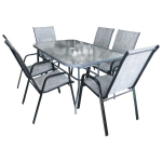 Lauko baldų komplektas Garden Line NEO2286/NEO9917, juodos spalvos metalas, 6 vietos