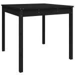 vidaXL Sodo stalas, juodas, 82,5x82,5x76cm, pu&scaron;ies medienos masyvas