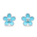 Sidabriniai auskarai su cirkoniu moterims Brilio Silver Gėlės EA709WLB sBS2910