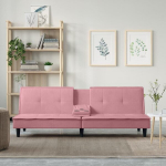 Sofa-lova su puodelių laikikliais vidaXL, rožinė