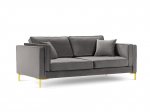 Trivietė sofa Luis 3, &scaron;viesiai pilka/auksinė
