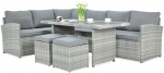 Lauko baldų komplektas SALO + su pufais, Stone Grey