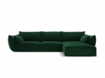 De&scaron;inioji kampinė velvet sofa Vanda, 4 sėdimos vietos, žalio butelio sp.