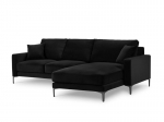 De&scaron;inioji kampinė velvet sofa Venus, 4 sėdimos vietos, juoda