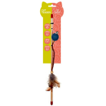 HIPPIE PET kačių žaislas me&scaron;kerė su plunksna ir kamuoliuku, 40 cm