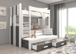 Dviauk&scaron;tė lova Adrk Furniture Artema, 80x180 cm, balta/pilka