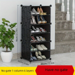 Daugiaauk&scaron;tė batų dėžių spintelė su permatomomis durimis., Juoda reljefinė 1 eilutė 6 sluoksniai &ndash; be durų