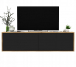 Pakabinama TV Spintelė Meble Lindner Loft Ąžuolas Wotan Juoda Matinė 150 cm, 150 x 39 x 35