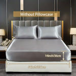 Vienos dalies satino paklodė be pagalvės užvalkalo., &Scaron;viesiai pilka