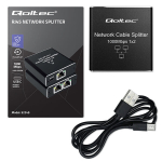 Skirstytuvas skirstytuvas mini komutatorius 1x2 prievadas rj45 1000mbps usb-c aliuminis Qoltec