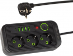 Prailginimo laidas su 3 lizdais, 4x Usb, 1x Usb-c, 3m