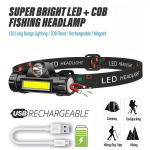 LED+COB žvejybinis galvos žibintas