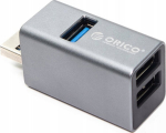 Orico Mini Usb-a 3.0 Hub: 3x Usb (2x2.0 + 1x3.0), aliumininis, ne&scaron;iojamas