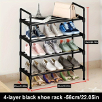 Daugiaauk&scaron;tė batų lentyna su 4 lentynomis, juoda, 4 sluoksniai - 56 cm / 22,05 colio