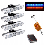 4x LED įspėjamasis žibintas mėlynos/raudonos spalvos skirtas buferiui