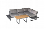 Lauko baldų komplektas Garden Line Bogota kampinė sofa + stalas su pilkomis pagalvėlėmis