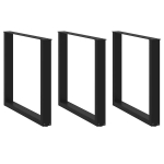 Kavos staliuko kojelės, u formos, 3 vnt., juoda, 90x(72-73) cm
