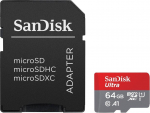 SanDisk MicroSDXC 64GB Ultra (140 MB/s, A1 Klasė 10 UHS-I) su adapteriu