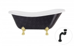 Vonia Besco Otylia Glam 170, Graphite+Gold, su sifonu Klik-klak Black