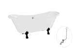Vonia Besco Amelia 190, White+Black, su sifonu su persipylimu Klik-klak Chrome