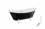 Vonia Besco Amelia B&W 190, Black/White+Chrome, su sifonu su persipylimu Klik-klak Chrome
