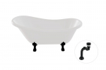 Vonia Besco Otylia 160, White+Black, su sifonu Klik-klak Black