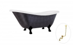 Vonia Besco Otylia Glam 160, Graphite+Black, su sifonu su persipylimu Klik-klak Gold