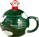 Kalėdinis keraminis kavos puodelis, 400 ml, žalias