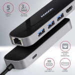 Axagon Hmc-6gl Usb-c Hub 6in1: 3x Usb-a, Hdmi 4k, Glan, Pd 60w