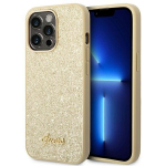 Guess Iphone 14 Pro dėklas Glitter Script, auksas