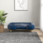 &Scaron;unų sofa, naminių gyvūnų sofa, naminių gyvūnų lovelė, nuimamas ir skalbiamas apmu&scaron;alas, natūralus + tamsiai mėlynas