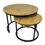 Kavos staliukai rinkinys, Begryf, &Oslash;70/&Oslash;50&times;47/39 cm, ąžuolo/juoda, apvalus, loft