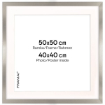Nuotraukų rėmelis FRAMAI 50X50 cm su passe-partout (40x40 cm) Sidabrinė vertikali horizontali